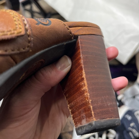 Born Leather Clog Mule Stacked Heels Sz 9  Boho Bohemian, Retro, Americana - Picture 7 of 12